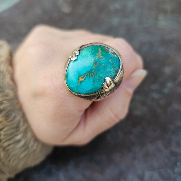 Large Native American Navajo Turquoise Ring