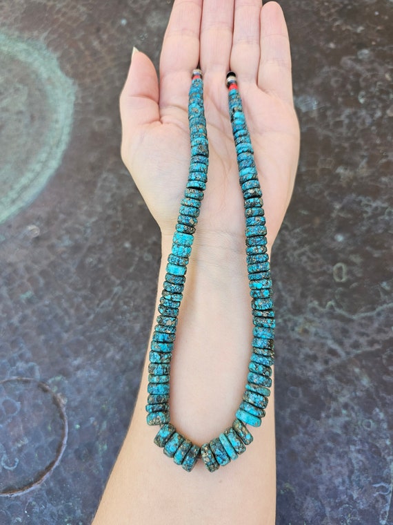 Vintage Native American Morenci Turquoise Beaded … - image 8