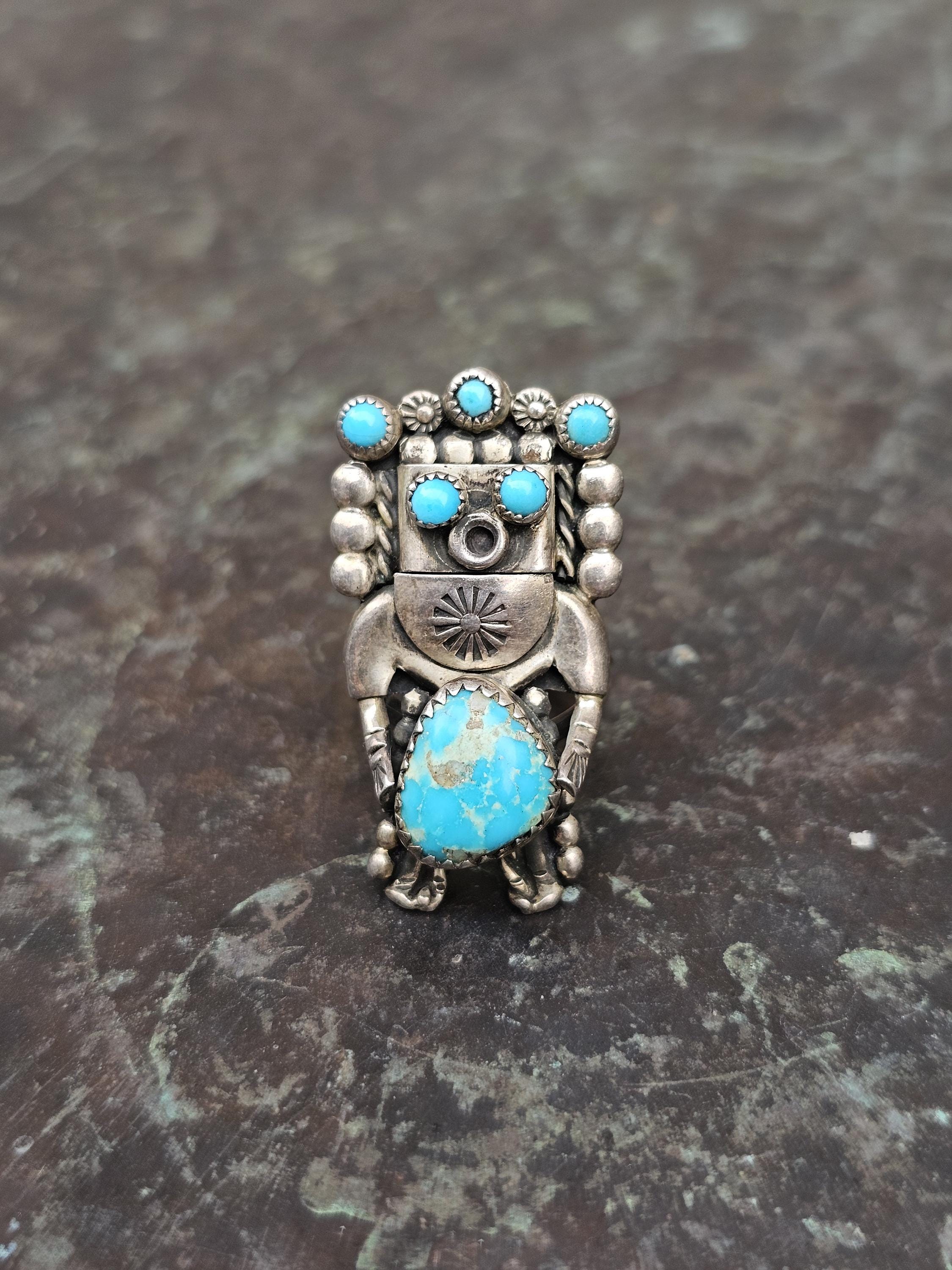 Native American Navajo Jerry Roan Turquoise Kachina Ring