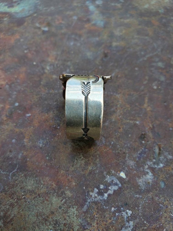 Native American Andy Cadman Chief Head Silver Ring - Gem