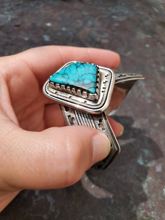 Native American Navajo Leo Yazzie Turquoise Bracelet Cuff - Etsy