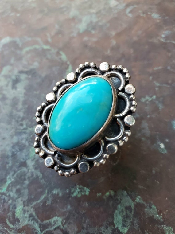1950s Large Native American Navajo Turquoise Ring
