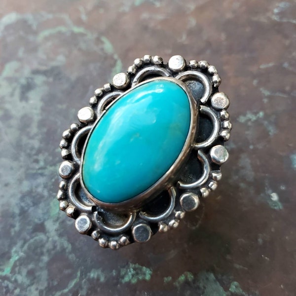 1950s Large Native American Navajo Turquoise Ring