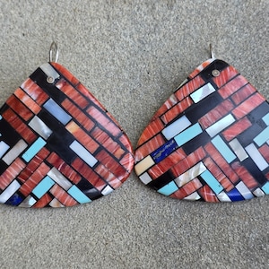 Native American Santo Domingo / San Felipe Charlene Reano Tesserae Earrings