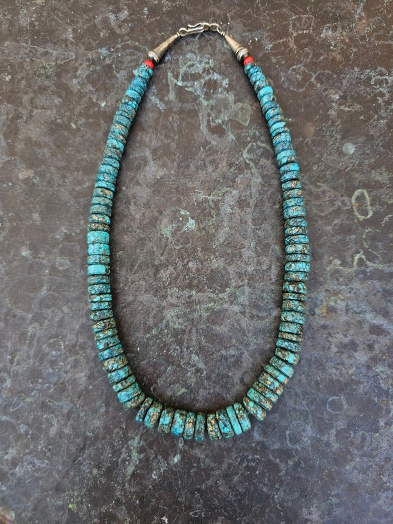 Vintage Native American Morenci Turquoise Beaded … - image 2