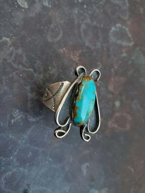 Native American Navajo Turquoise Insect / Bug Ring
