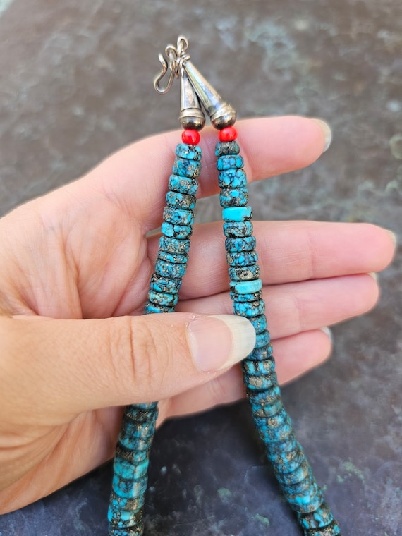 Vintage Native American Morenci Turquoise Beaded … - image 7