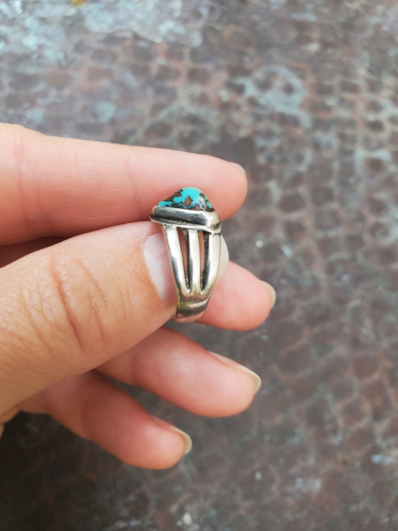 Early Native American Navajo Turquoise Ring - image 5