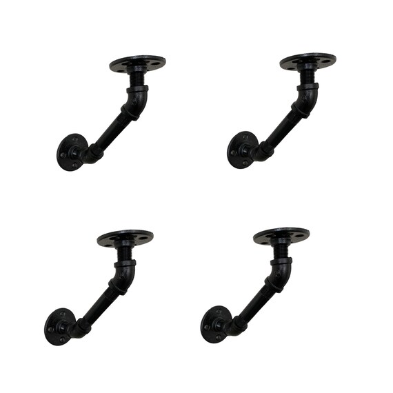 Black Pipe Brackets For Wide Shelves 912 Inches Etsy