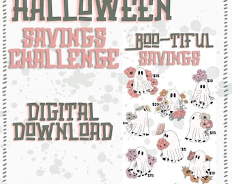 Desafio de economia BOO-TIFUL | Desafio de economia de Halloween | Inserção de rastreador de download digital | Economize 100 para o Halloween