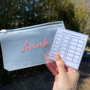 Bank Envelope + Teller Slip (Wet Erase Marker Included) | Bank Denomination Teller Slip + A6 Zipper Envelope & Wet Erase Marker