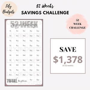 52 Weeks Savings Challenge Insert | A6 Cash Envelope Savings Challenge | Printable Savings Challenge | Yearly Savings Challenge