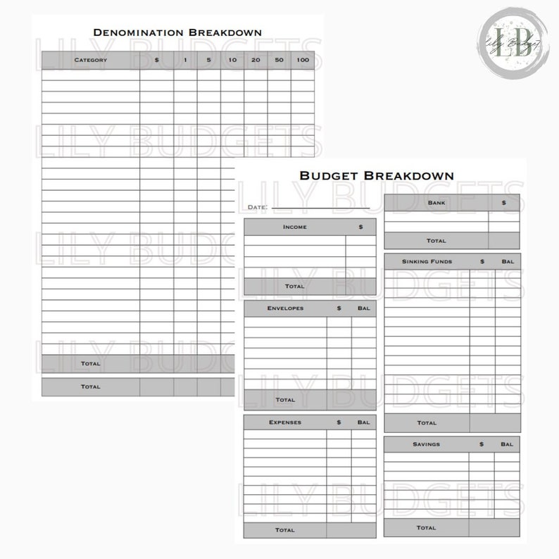 Budget Breakdown Printable - Etsy