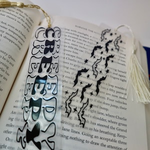 Bookmark - Creepy & Bats | Customizable Laminated Bookmarks | Vellum Frosted Bookmark with Tassel | Halloween Themed Bookmarks