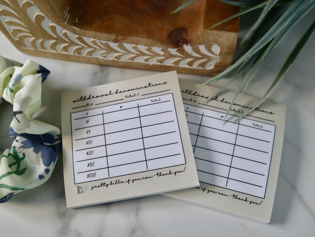 Bank Teller Slip Post-it Note Pad 50-sheet Sticky Note Bank Teller ...