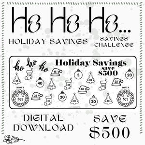 Ho Ho Ho Holiday Savings - Christmas Savings Challenge Tracker | Holiday Savings Tracker Insert | Digital Download | 500 Dollar Savings