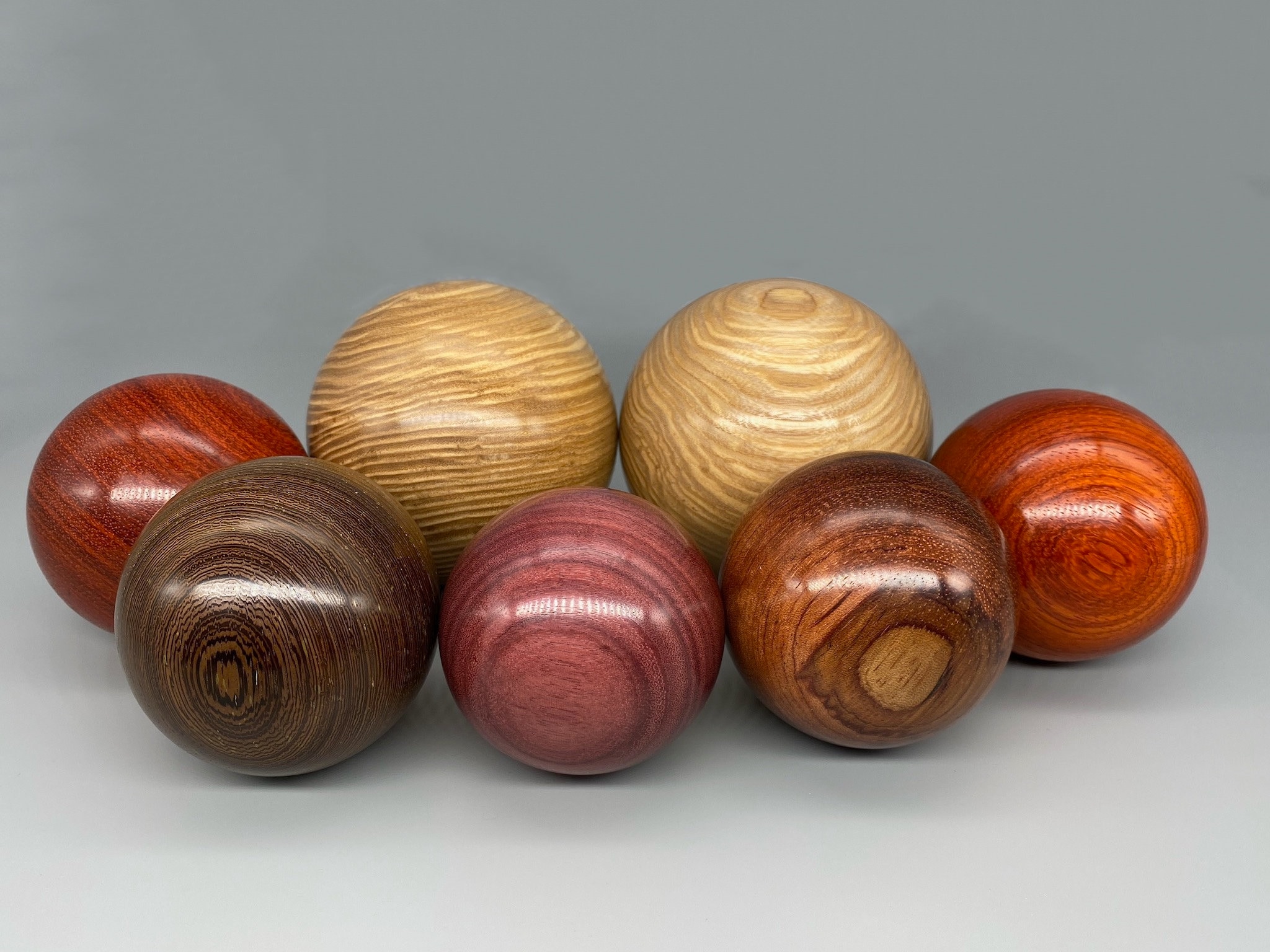 Set of Four Wooden Balls, Made From Hardwood, 90mm / 9cm / 3.5