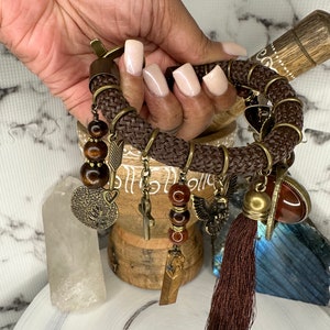 Coffee Snowflake & Tigers Eye Junk Bracelet