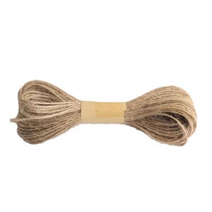 May include: A roll of natural brown twine with a paper label. The twine is made of jute and is ideal for crafts, packaging, and decorating.