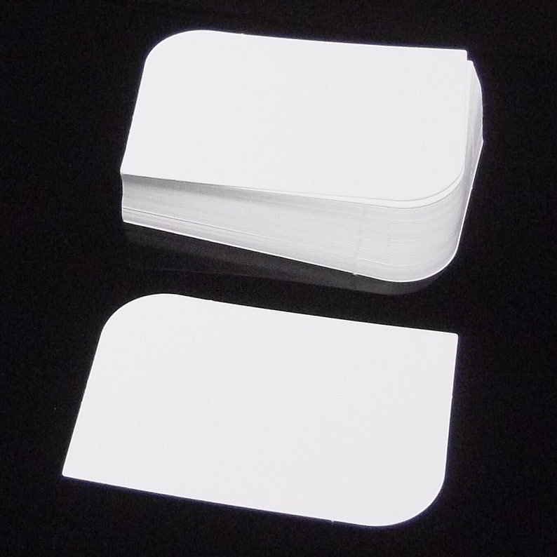 100 White Leaf Semi Rounded Blank Business Cards 250gsm, Stamp, Print, ATC. image 2