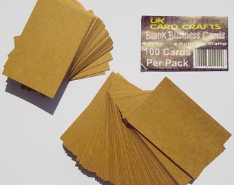 100 x Kraft Blank Business Cards - 270gsm Brown Kraft Card
