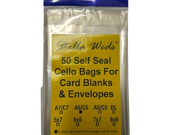 Clear Self Seal Bags To Fit A6/C6 Card Blank & Envelope x 50 Per Pack