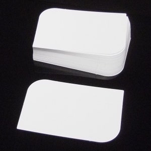 100 White Leaf Semi Rounded Blank Business Cards 250gsm, Stamp, Print, ATC. image 1