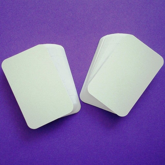100 White ROUND CORNER Blank Business Cards 250gsm, Stamp, Print