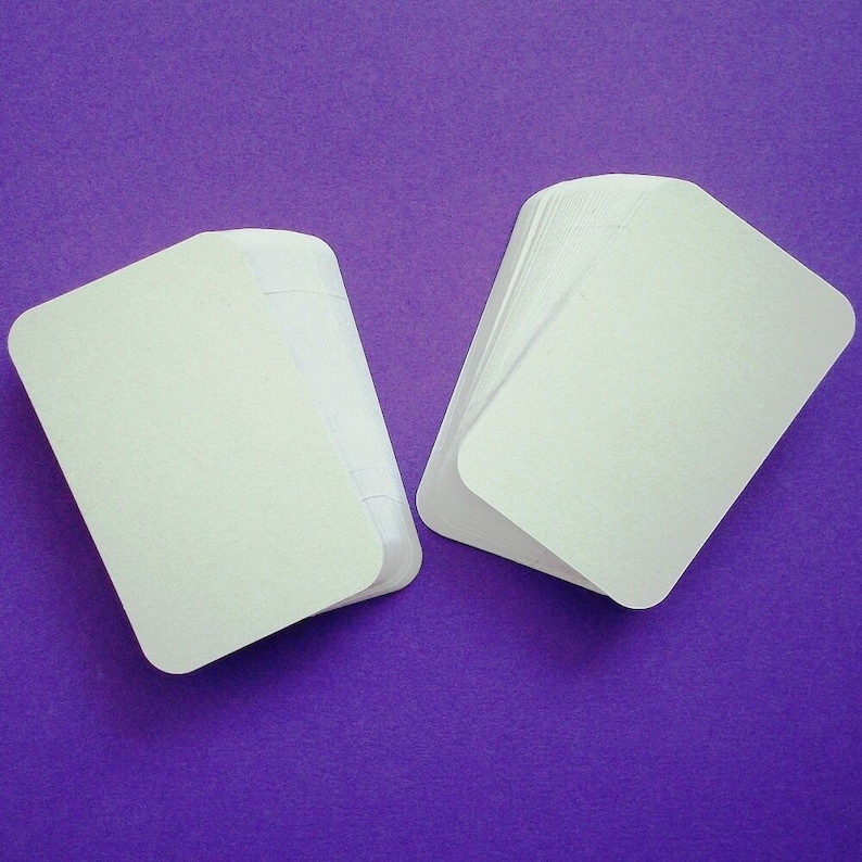 100 White ROUND CORNER Blank Business Cards 250gsm, Stamp, Print image 1