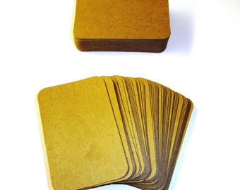 100 x Kraft Rounded Blank Business Cards - 270gsm Brown Kraft Card