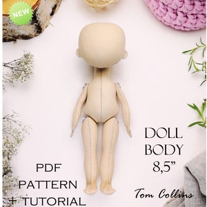 PDF, Cloth Doll Pattern 8 inches , PDF Sewing Tutorial, Soft Doll Pattern, rag doll body, doll blank, e-pattern