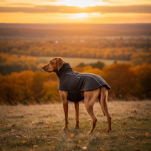 Exklusiver Woll-Wintermantel für Rhodesian Ridgebacks, Weimaraner, Vizsla, Dalmatiner und weitere