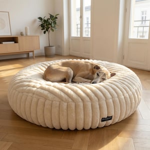 Luxury dog bed cover made of high-quality faux fur (mink) for Flocke, Hyggebed, Cosybed and many more. Beige, WITHOUT lid.