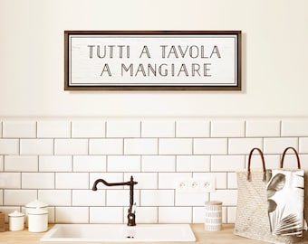 Italian Kitchen sign 9 x 29  Tutti a Tavola a Mangiare - Italian chef wall decor, Italian sign, ---translation: Everyone at the table to eat