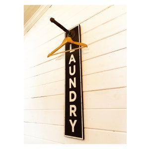 Laundry room hanger- 7 x 35 inches, Laundry Room Sign , Laundry Room Organization, Clothing Rack, Wood Laundry Sign, Pipe Rack