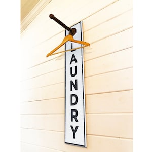 Laundry room hanger- 7 x 35 inches,-White- Laundry Room Sign , Laundry Room Organization, Clothing Rack, Wood Laundry Sign, Pipe Rack