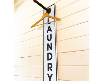 Laundry Room Sign with Clothing Rack: Modern Farmhouse Decor (7x35 inches)