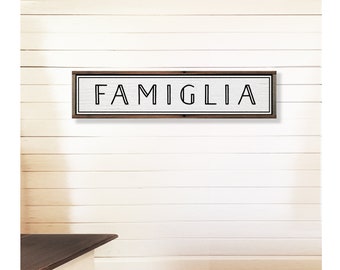 Famiglia Italian Kitchen Sign: Modern Family Wood Decor (6x31)
