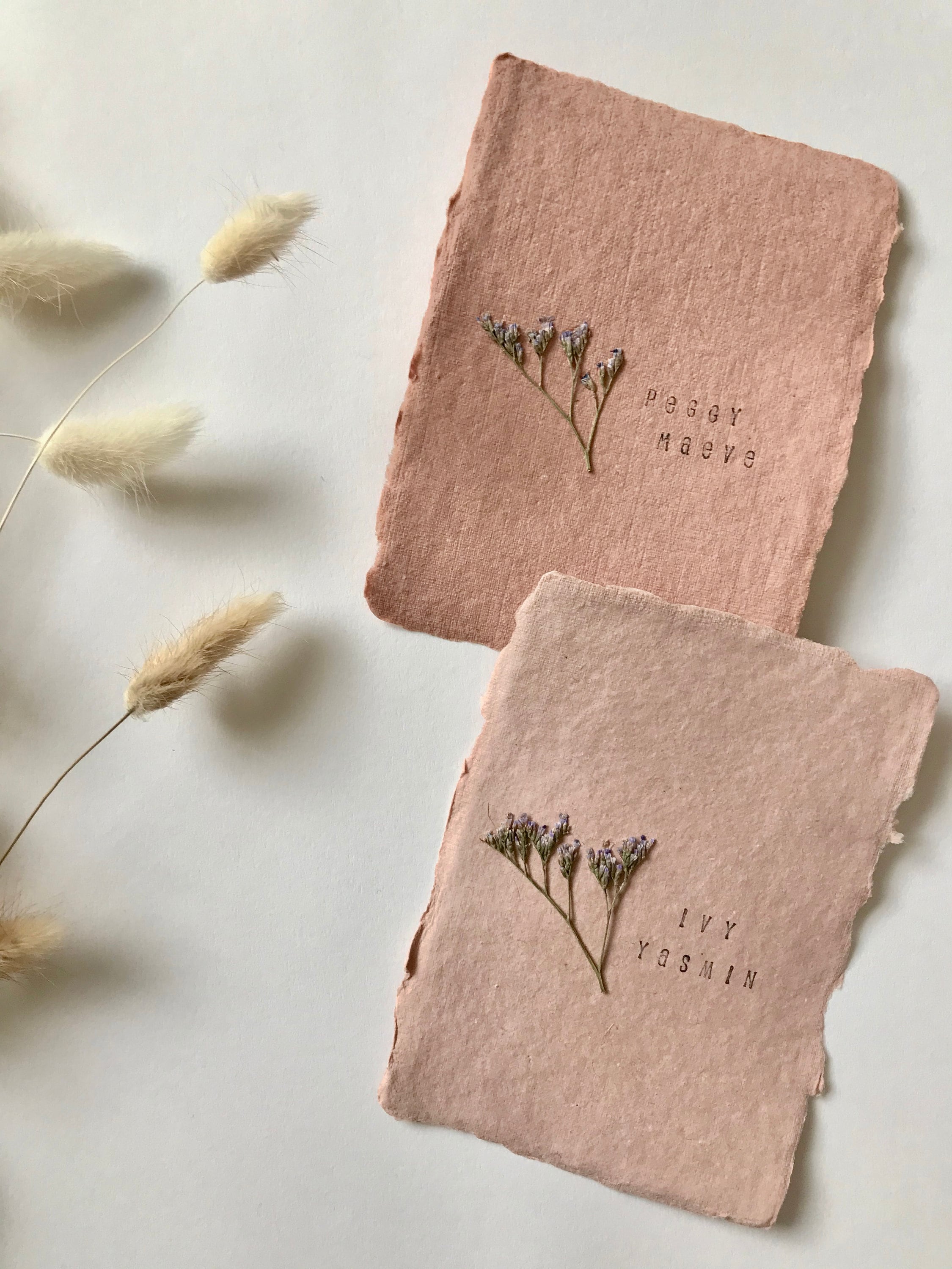 Pressed Lavender Flower Art on Handmade Paper with name or Etsy
