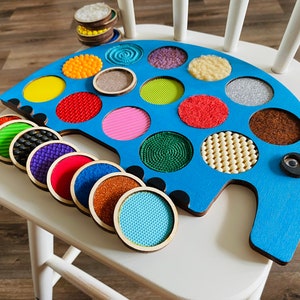 Sensorisches Brett, taktiles Brett Elefant, Spielzeugelefant, Montessori Spielzeug, taktiles Spielzeug, Memory-Spiel, Sortierspielzeug, Motorikspielzeug, Sensorische Karten