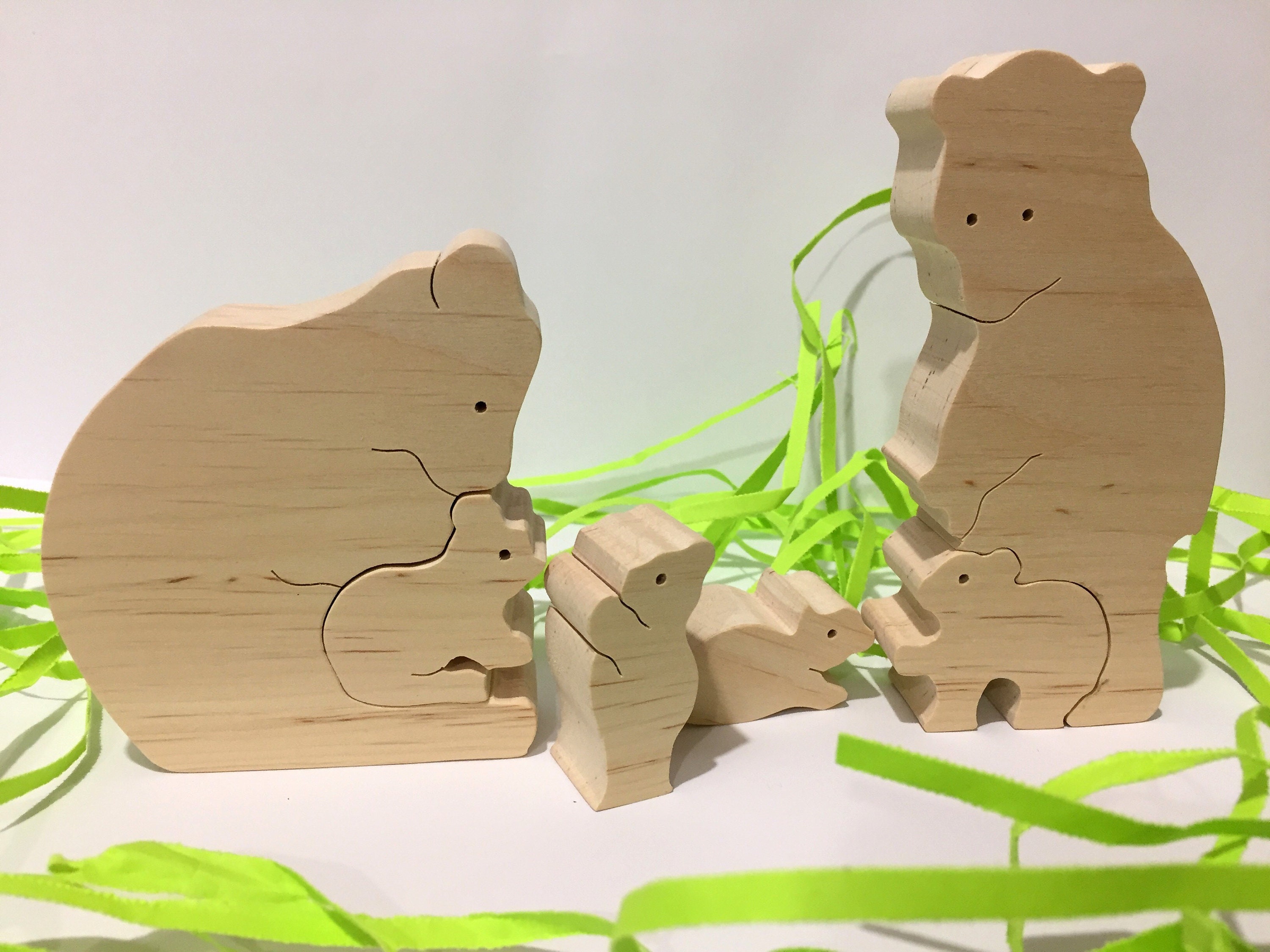 Wooden Puzzle Bear Family Wood Toy Bears Wooden Puzzle Bears Etsy