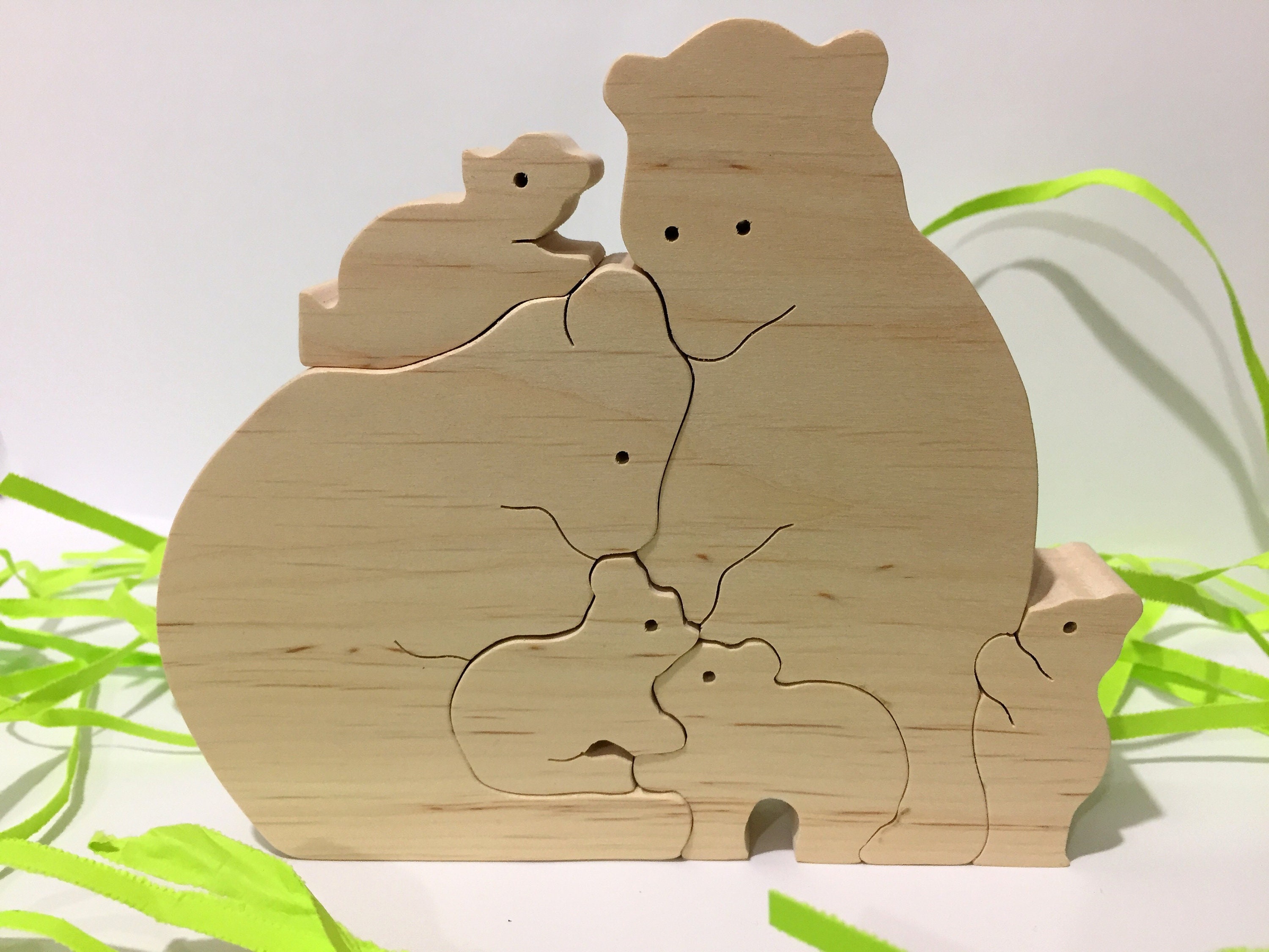 Wooden Puzzle Bear Family Wood Toy Bears Wooden Puzzle Bears Etsy