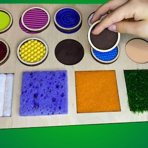 Panneau texturé pour jouet sensoriel : jeu de tri Montessori avec des textures variées pour une stimulation tactile