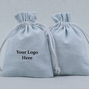 100 Pcs Custom Drawstring Cotton Pouch with Brand Logo, Jewelry Packaging Bag, Wedding Favor Bag