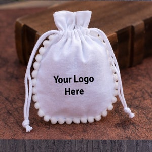 100 pochettes à cordon en coton, sac de faveur de mariage, sacs à cordon personnalisés avec logo, petite pochette, pochette personnalisée, sacs-cadeaux en coton