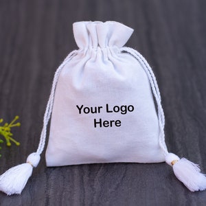 100 White Custom Drawstring Pouch Personalized Wedding Favor Bags - Free Shipping