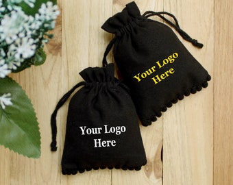 100 personalisierte Baumwollkordel-Schmuckbeutel | Benutzerdefiniertes Logo-Geschenkverpackung