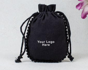 100 Stück kundenspezifische Baumwollkordelzug-Bevorzugungsbeutel, personalisiertes Logo