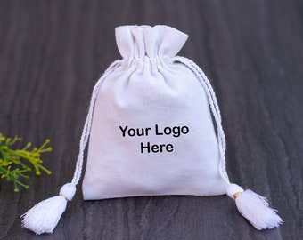 100 White Custom Drawstring Pouch Personalized Wedding Favor Bags - Free Shipping