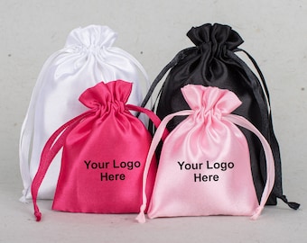 Set of 100 Satin Drawstring Pouch for Jewelry, Cosmetics, and Favors - Customizable Sizes, Colors, and Brand Logo